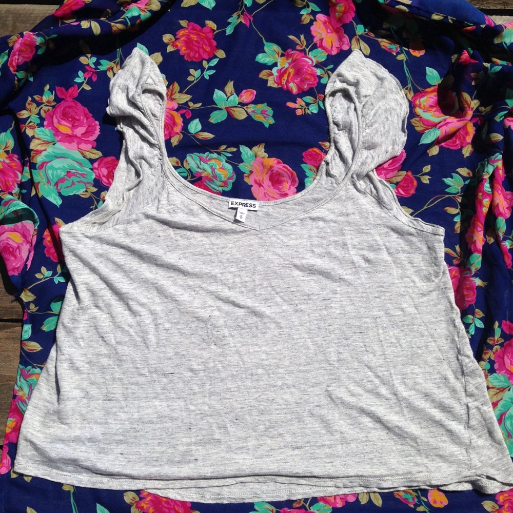 Express gray linen top
